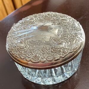 Elegant Silver-Tone Glass Trinket Box